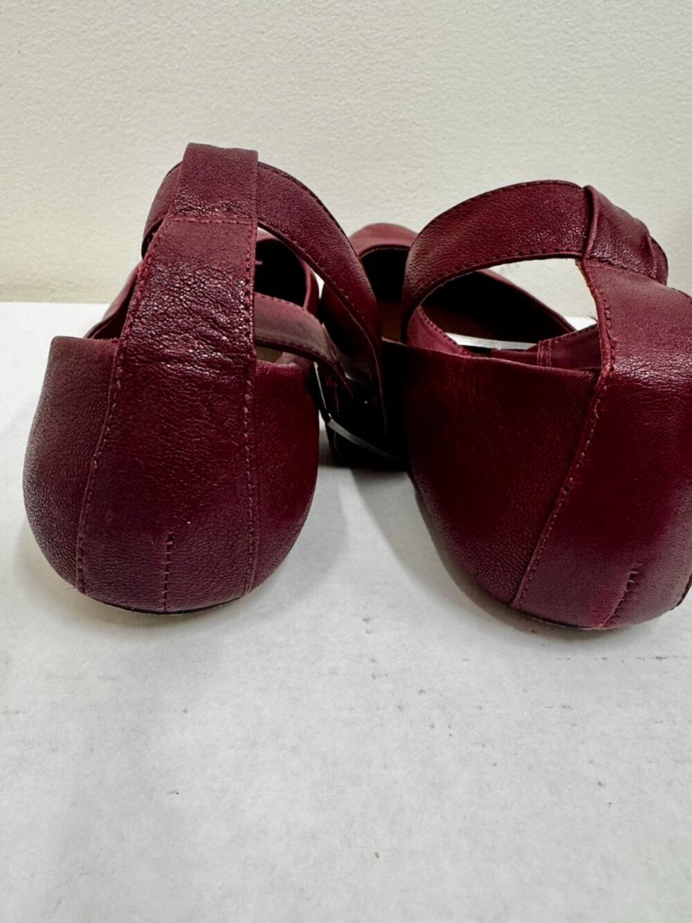 Y2K 7 For All Mankind Womens Ballet Flats Cranberry Ankle Strap Leather Shoes - Picture 9 of 9